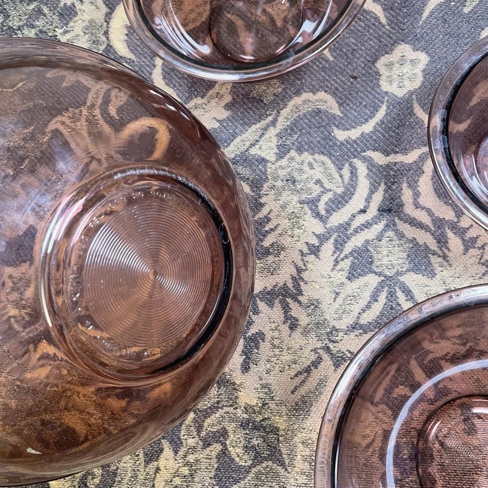 Vtg Set of 4 Pyrex Nesting Bowls Purple Color 4L 2.5L 1.5L 1L